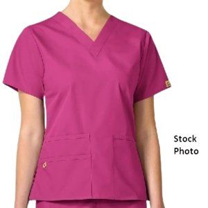Wonder Wink Origins Womens V Neck Tag Free Short Sleeve Scrub Top 4x-large Pink